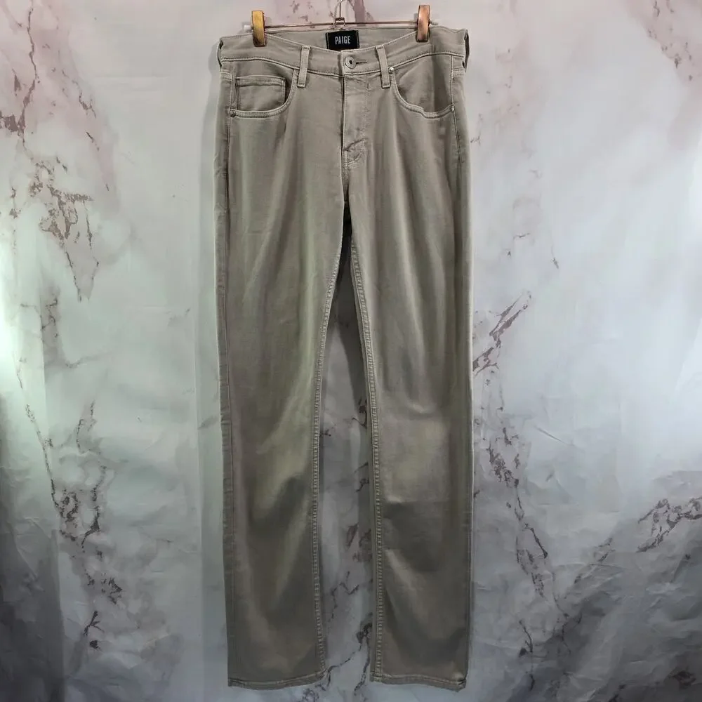 Paige Jeans Mens 29 X 34 Federal Slim Straight Stretch Denim Vintage Aged Beige